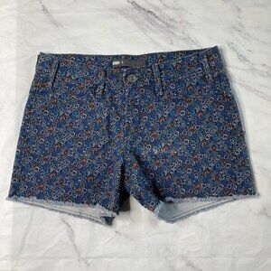 Levi’s Floral Denim Shorts Womens Size 4 Raw Hem Jean Flowers Summer L16